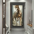 thumbnail image 3 of HFDF Large Retro Animal Running Brown Horse Canvas Wall Art Pictures Oil Painting Canvas Poster Painting Artwork Prints for Living Room and Bedroom Corridor Wall Decor Ready to Hang 16x20inch Framed, 3 of 7