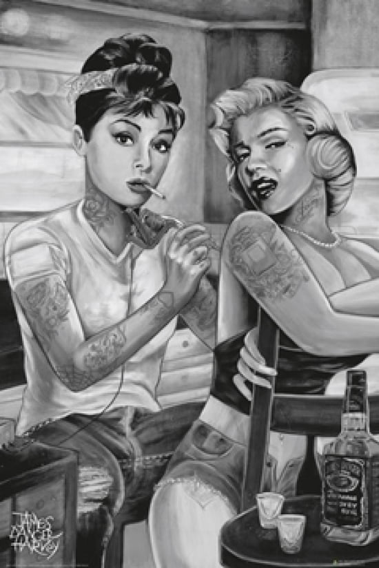 Audrey Hepburn Tattoo Marilyn Monroe Canvas Movie Poster Art Print Games Room