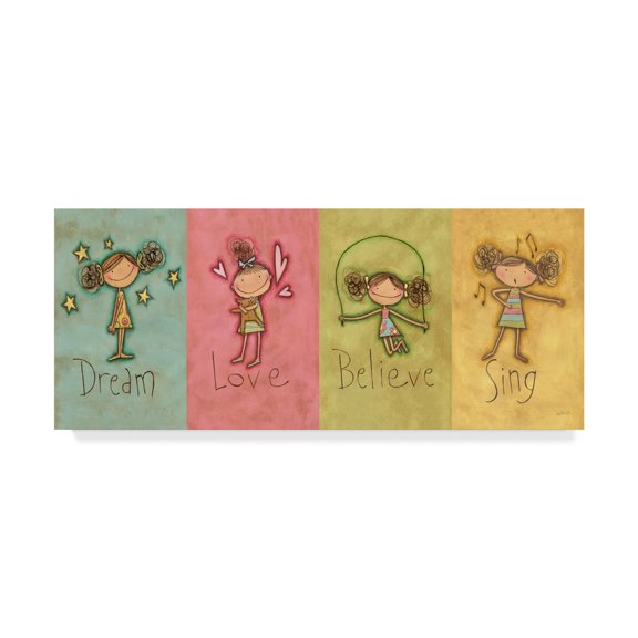 Trademark Fine Art 'Dream Love Believe Sing Panel v3' Canvas Art by Anne Tavoletti