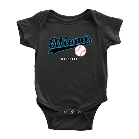 

Cute Miami Baby Bodysuits Baseball Fan Baby Jersey Clothes for Boys Girls (Black 12-18 Months)