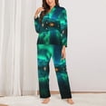 thumbnail image 2 of Fotbe Northern Lights Conjunto de Pijama de Manga Larga para Mujer con Estampado, Ropa de Dormir de 2 Piezas, Conjunto de Casa Suave y Cómodo con Bolsillos-Small, 2 of 7