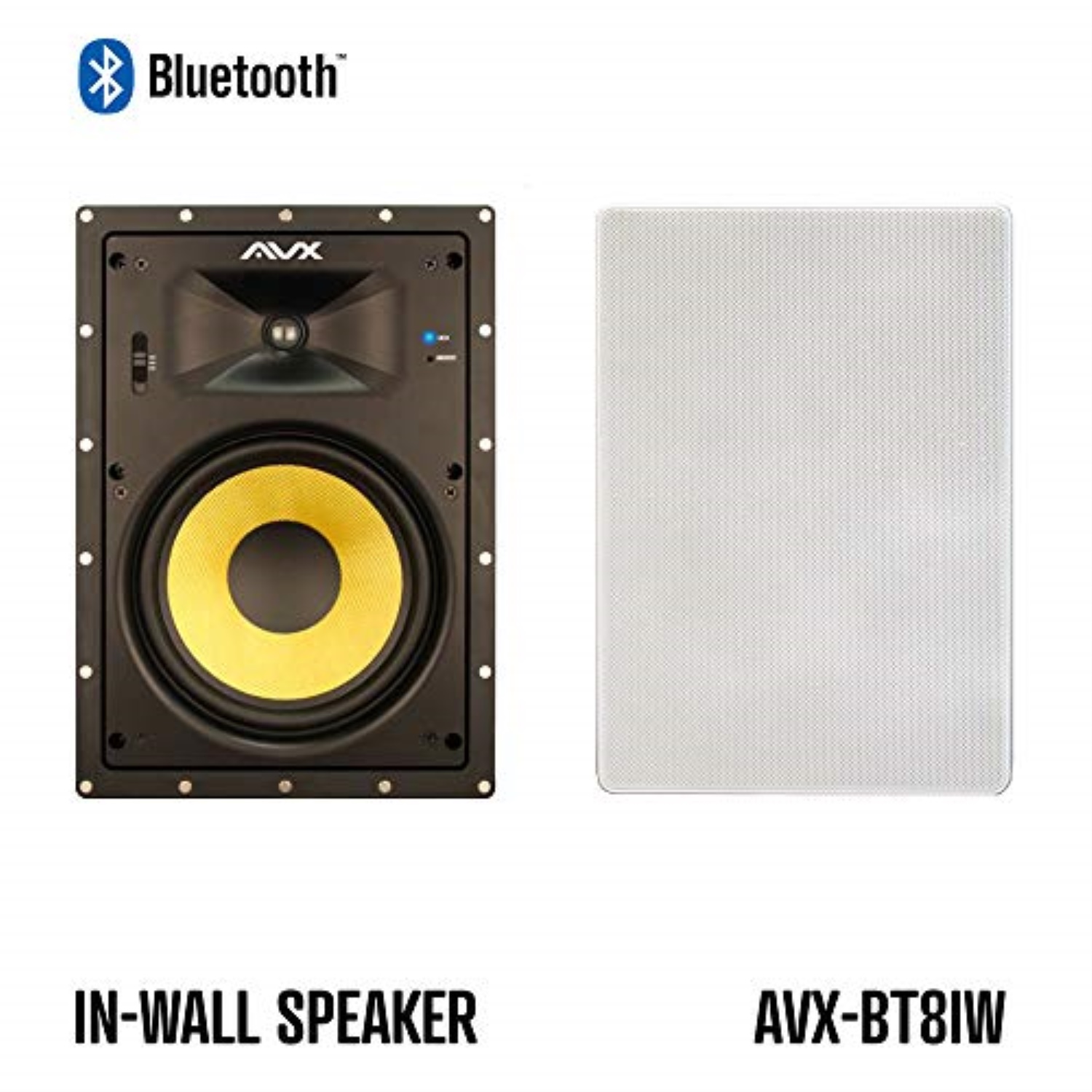 bluetooth inwall speaker pair 8" by avx audio (8" bluetooth inwall speaker pair) Walmart