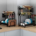 thumbnail image 5 of 1/2-Tier Over the Sink Dish Drying Rack, Dishes Drainer Shelf with Utensils Holder Washing Drainer Organizer Shelf for Kitchen Dishes Bowls Cup Organizing, 5 of 5