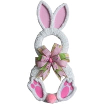 JEWELO Easter Bunny Door Sign, Easter Bunny Hanger Wreath for Front Door, Easter Wood Hanging Door, Easter Rabbit Welcome Spring Decoration for Home Farmhouse Porch Wall Indoor Outdoor Easter Bunny