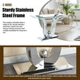 thumbnail image 7 of Modern 47" Rectangular Glass Console Table with Tempered Glass Top and U-Shaped Mirrored Stainless Steel Base, Ideal for Living Room and Hallway, 7 of 7