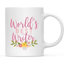 CTDream 11oz. Coffee Mug Gag Gift, World's Best Writer, Floral Design, 1-Pack, Beautiful Unique Flower Coffee Cup Birthday Christmas Present Ideas for Her Women Wife Sister