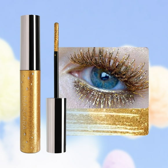 Máscara de pestañas con glitter, sombra de ojos, extensión, rizador, volumen, máscara brillante en tonos morados, rosas, verdes, azules, amarillos, dorados y plateados. 6 g por máscara.
