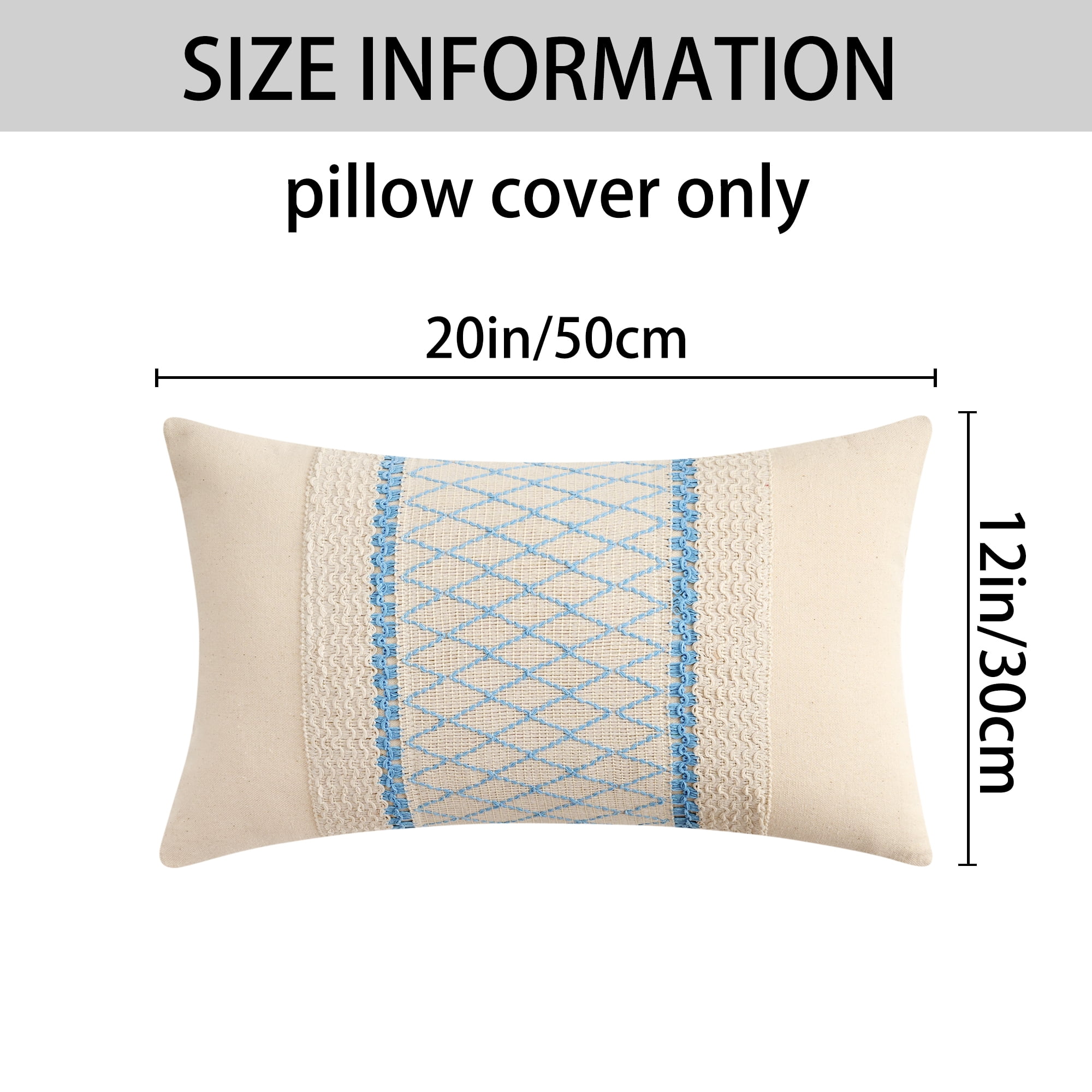 Unique Bargains Geometry Weave Patchwork Pillow Covers Set of 2 Blue 12" x 20"