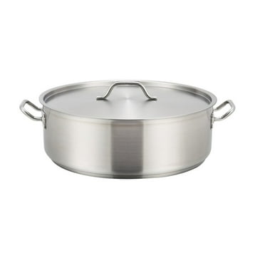 SSLB-15, 15-Quart Stainless Steel Brazier Pan with Cover, Silver