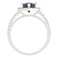 thumbnail image 4 of 2.38 ctw with Simulated Diamond Halo Accents Anniversary Ring for Women | Pear Cut Simulated Blue Sapphire | Hyperallergenic Solid 14K White Gold, 4 of 5
