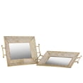 thumbnail image 2 of Urban Trends Metal Rectangular Tray with Mirror Surface and Handles and Pierced Metal Sides Set of Two Electroplated Finish Gold, 2 of 2