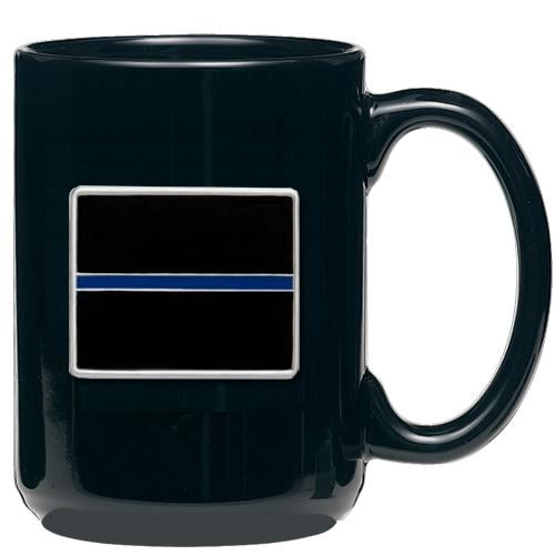 Thin Blue Line Coffee Mug Black 15oz Microwaveable And Thin Blue Line Coffee Mug Black 15oz