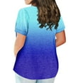 thumbnail image 3 of EHTMSAK Dressy Womens Tops Plus Size Solid Tee Shirts Clearance Crew Neck Ladies Short Sleeve Tops with Lower Sides Summer Womens Plus-Size Tops for Leggings Blue 5X, 3 of 7