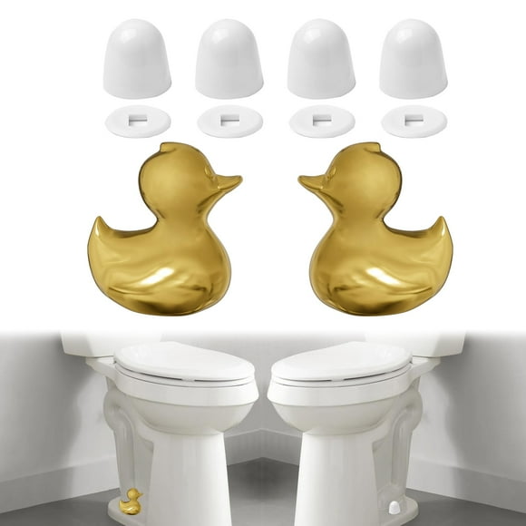 Juego de 2 fundas de cerámicas para inodoro MENNTY, diseño de pato dorado