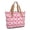 Breast Cancer Ribbon Heart Stripe, variant on Breast Cancer Ribbon Heart Stripe Large Tote Bag for Women, Polyester Roomy Travel Tote with Pockets and Zipper, Foldable Gifts Ideas for Women Men