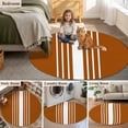 thumbnail image 6 of Burnt Orange White Stripe Round Rug 3ft Area Rug Washable Soft Non-Slip 3' Circle Low Pile Rugs Modern Rustic Vertical Striped Carpet for Bedroom Living Room Entryway Home Office Dining Room, 6 of 9
