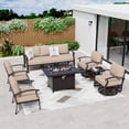 thumbnail image 6 of ALAULM Aluminum Outdoor Patio Furniture Set with Fire Pit Table Metal Patio Furniture w/Fire Pit Outdoor Sectional w/5.1" Cushions and 7 Seats for Patio, Backyard, Poolside-Sand, 6 of 9