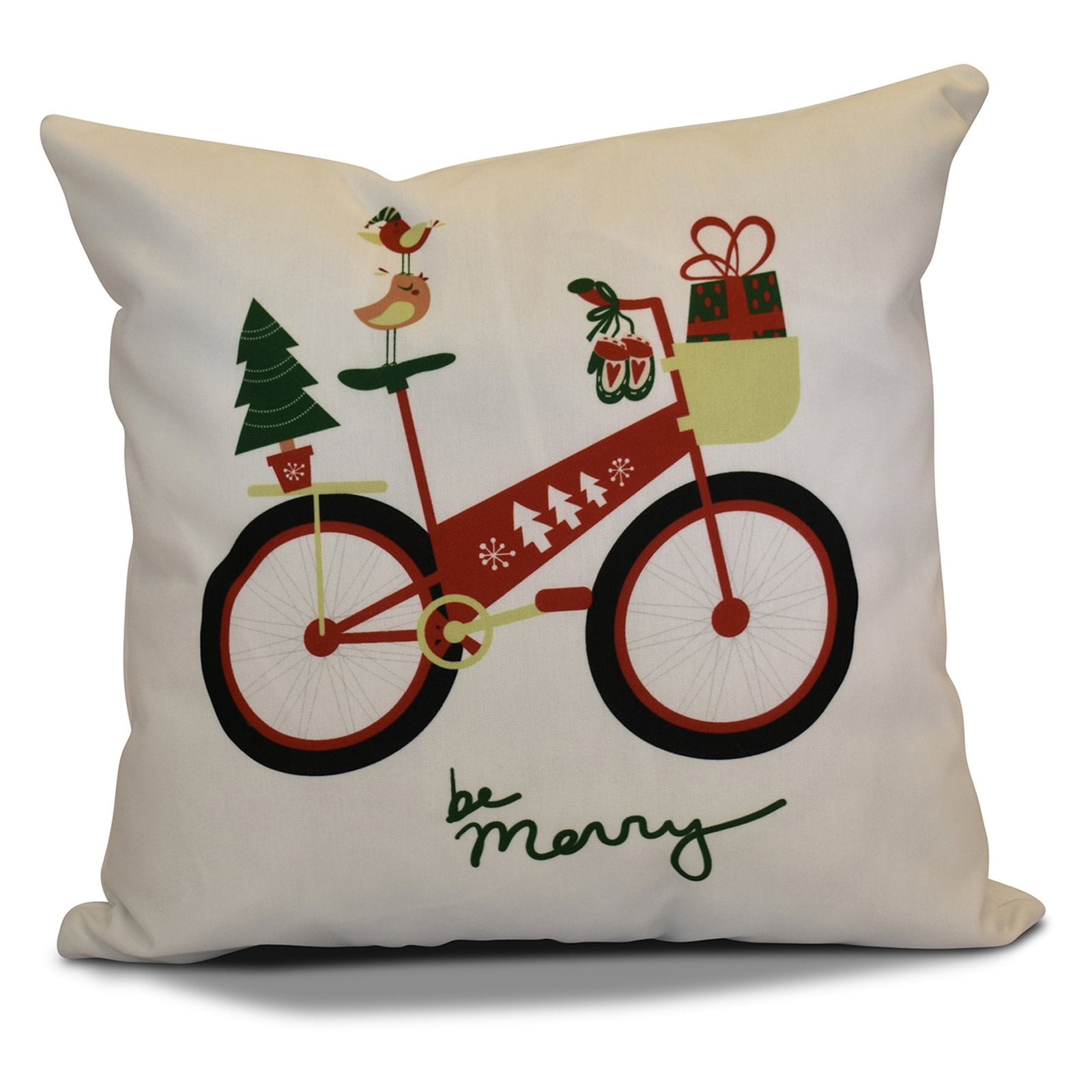 Simply Daisy 16" x 16" Merry Bird Bike Geometric Print Pillow