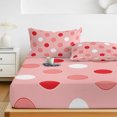 thumbnail image 6 of King Size Fitted Sheet Set - Pink Polka Dots 3 Piece Bedding Sets 16" Deep Pocket Fitted Sheet with 2 Pillowcases, Contemporary Simple Circle Dots Red Brushed Microfiber Hotel Luxury Bed Sheets, 6 of 9