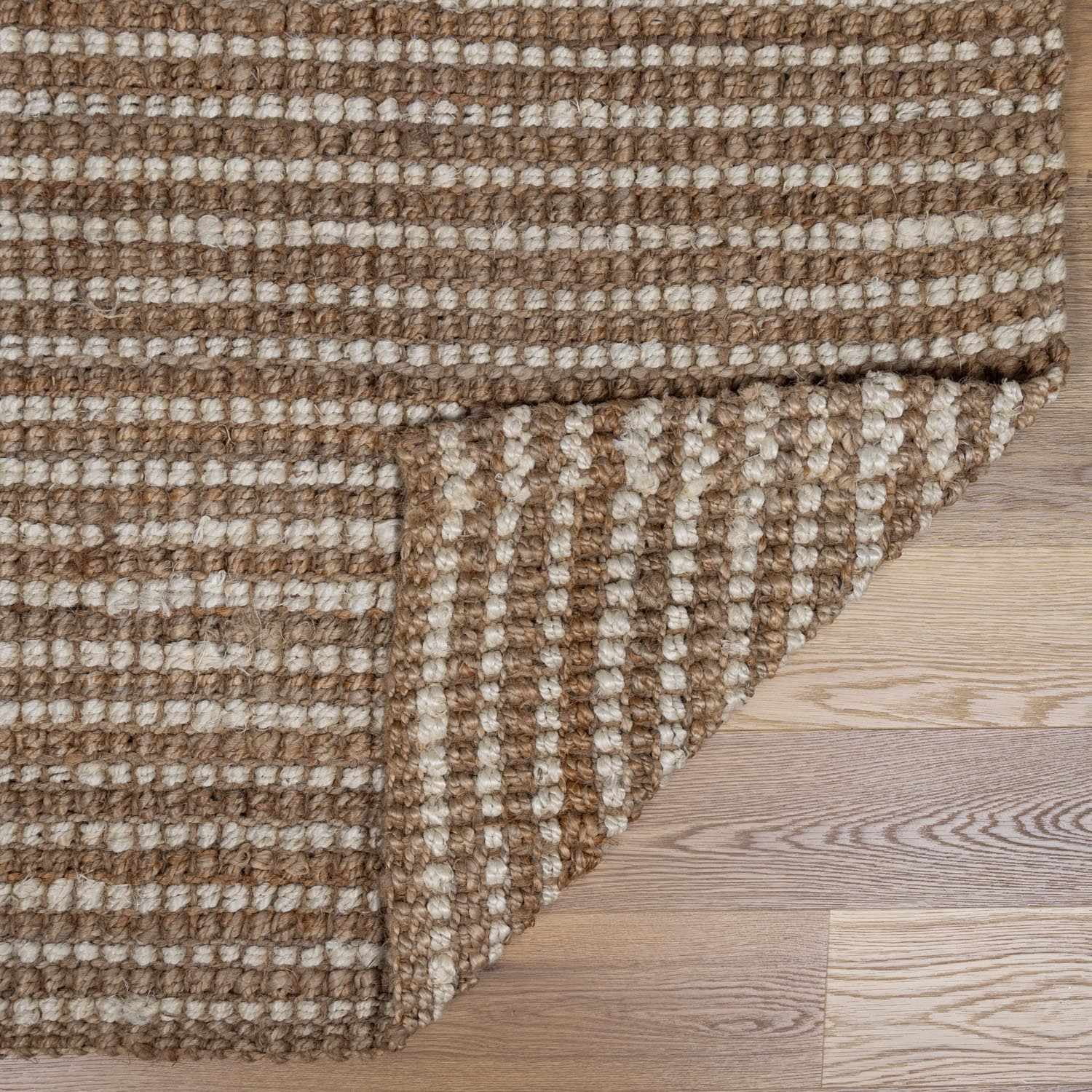 Hauteloom Ambel Farmhouse Hand Woven Rug for Living Room, Bedroom, Dining Room - Braided Bohemian Natural Jute Area Rug - Beige, Brown, Tan - 6' x 9' (6x9)