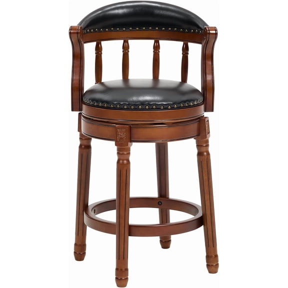 AULIFE Bar Stools Mid-Back Modern Swivel Barstools,Kitchen Counter Genuine Leather Upholstered Island Barstool with Footrest for Home Kitchen Dining Room