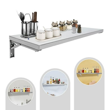 Wall Mounted Stainless Steel Folding Concession Shelf Folding Table Shelving Collapsible Workbench SS Shelf 110.23lbs Capacity