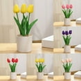thumbnail image 3 of Artificial Flowers Tulip Potted Fake Plants Tree In Pot Home Wedding Party Decor Plastics Pink Yellow Red Champagneb Decoration, 3 of 10