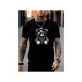 thumbnail image 1 of [100% Cotton] Men's Regular Fit Cartoon Bear Print Round Neck Tee, Fashion Casual Streetwear Short Sleeve T-shirt for Daily Outdoor Wear, Graphic Tees, Mens Clothes for Summer Menswear Top, 1 of 6