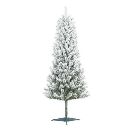Holiday Time Un-Lit Snow-Flocked Pine Artificial Christmas Tree, 6',
