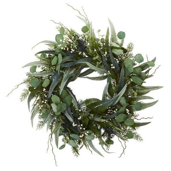 24 in. Eucalyptus & Mixed Greens Artificial Wreath