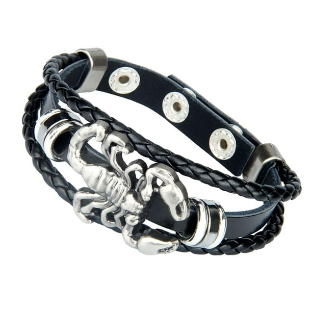 Pulsera de cuero sintético trenzado estilo punk con diseño de mariposa, langosta y árbol de la vida. segundo