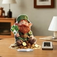 thumbnail image 6 of St. Patrick's Day Acrylic Four Leaf Clover Decoration, Green Flat Ornament for Home Party Office Decor, Holiday Tabletop Shelf Mantel Centerpiece(D), 6 of 9
