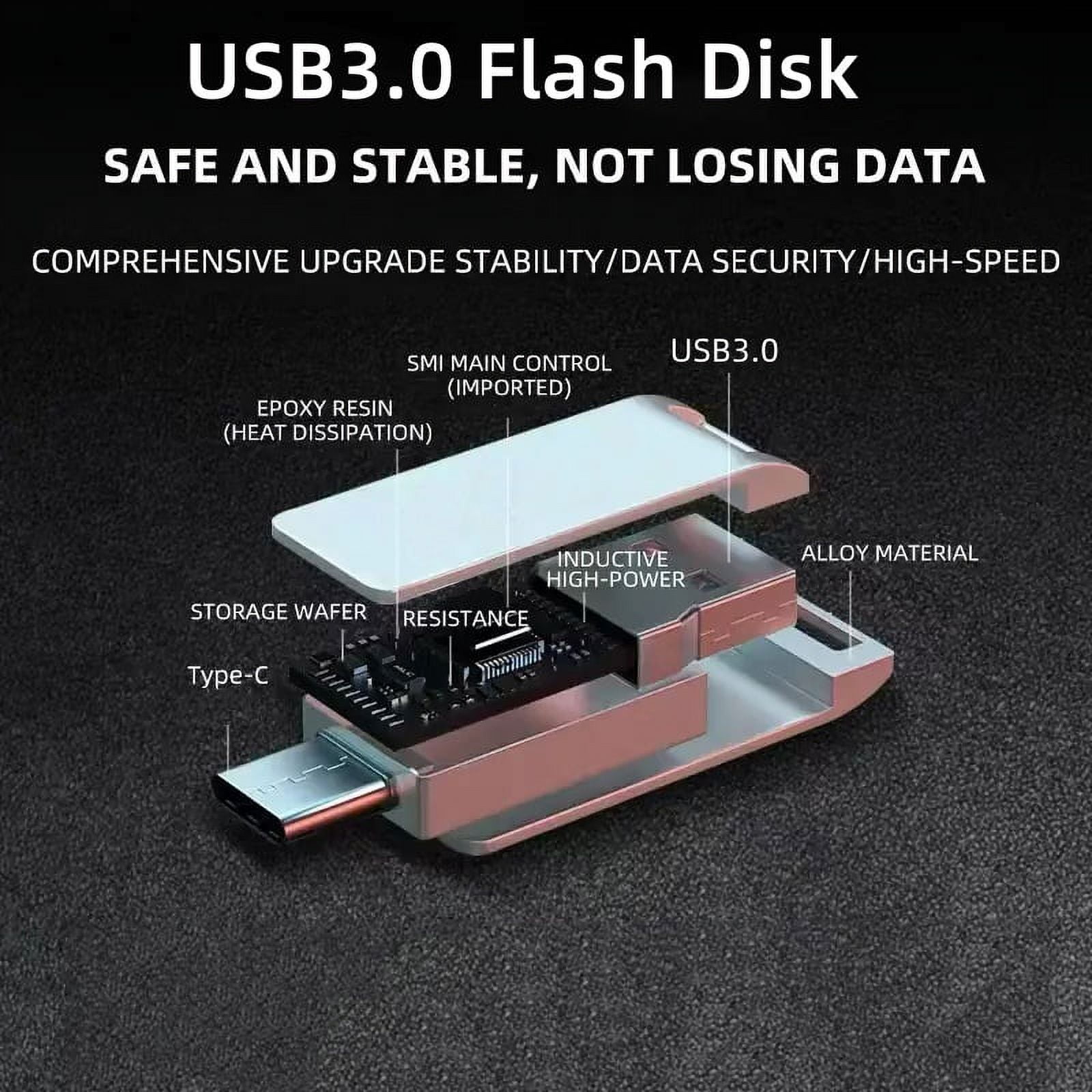 Flash Drive,Dual USB Thumb Drive  Memory Storage Stick Zip Drive Type  C Pendrive for Android Mobile/Tablet/PC  Black-Tersanhong