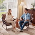 thumbnail image 6 of Bonzy Home Mid-Century Modern Accent Chair Set of 2, PU Leather Armchairs with Solid Wood Frame & Removable Cushions, Reading Chairs for Living Room Bedroom, Brown, 6 of 9