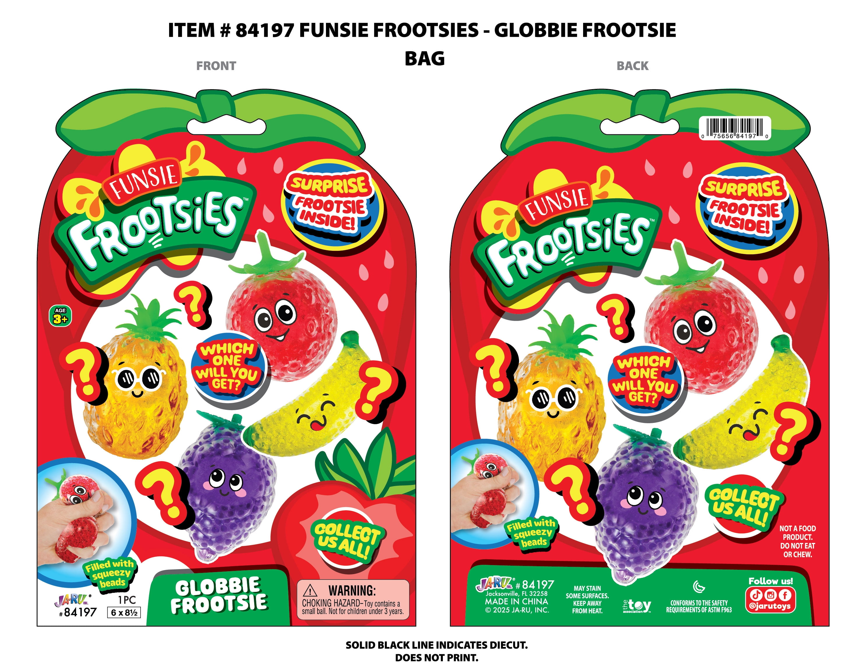 Ja-Ru Squish Attachment Globby Frootsies Novelty Squeeze Fruit Toy