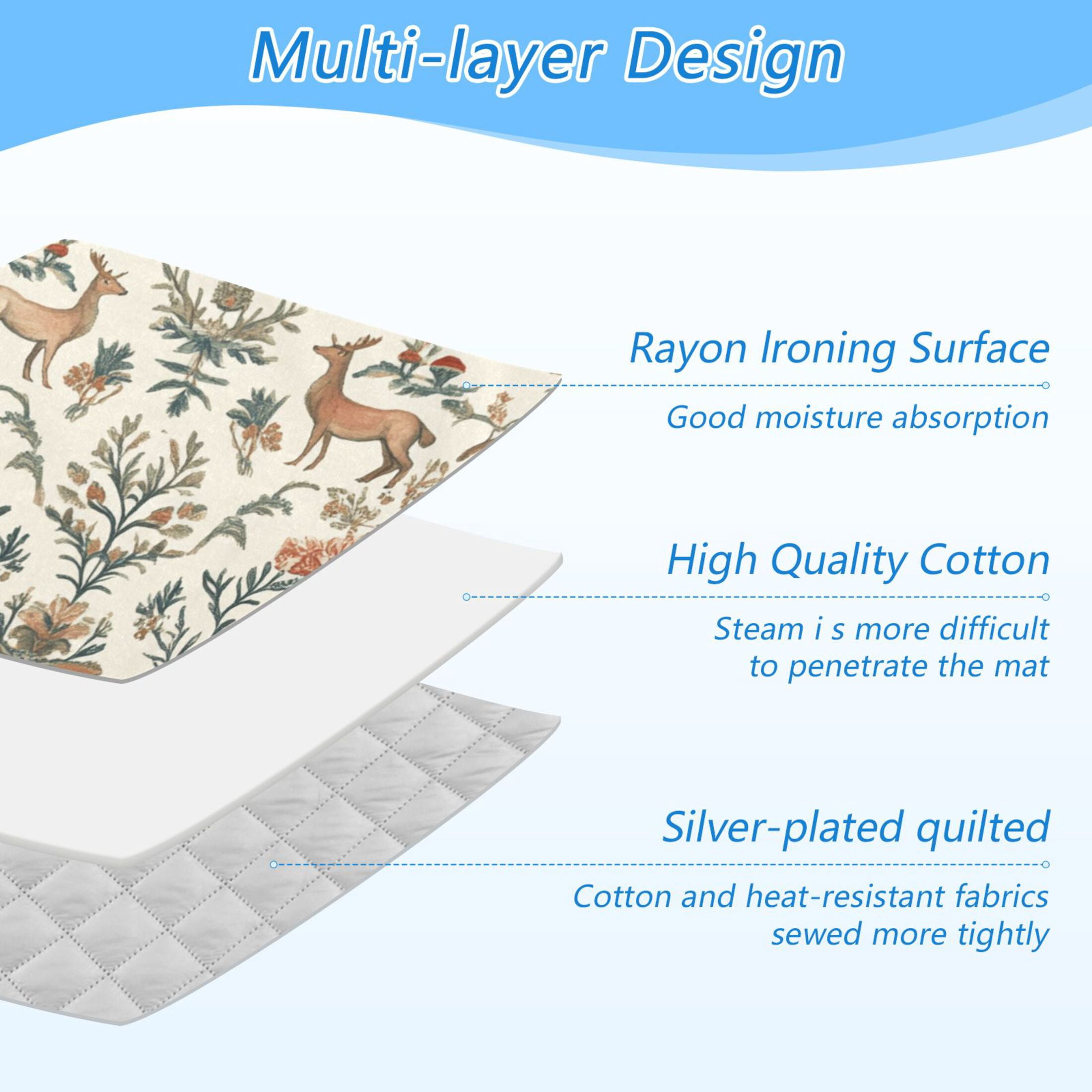 Deer and Pine Print Ironing Mat Blanket for Table Top Travel Portable Ironing Board Pad 47.2x27.6 Inch