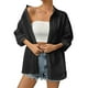 thumbnail image 5 of Chaqueta deportiva,Sudadera con capucha de color liso para mujer, con cordón ajustable, manga larga, tela arrugada, ropa informal para el hogar y el aire libre, sopatenor, 5 of 9