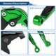 thumbnail image 4 of Palanca de freno y embrague corta larga para Kawasaki ER-5 2004-2005, palanca de manillar de motocicleta ajustable, aleación de aluminio, cabeza verde, mango negro, 4 of 6