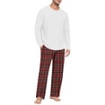 thumbnail image 2 of VV AVEORS Mens Pajama Set Bamboo Viscose Soft Pijamas Sets Plaid Long Sleeve Full Length Pants Pjs Check Sleepwear With Pockets Red S, 2 of 7