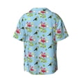 thumbnail image 5 of KLL Flamingos And Tropical Plants Print Men's Shirt Short Sleeve Button Down Summer Cuba Beach Shirts- 3X-Large, 5 of 5
