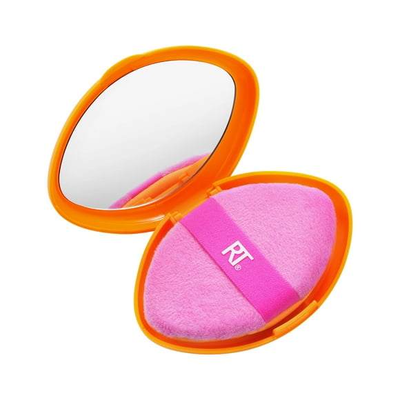 Real Techniques Miracle Touffe à Poudre 2-en-1 + Étui de Voyage, Touffe de Maquillage Double Face, Bande Élastique, Éponge de Maquillage de Précision & Touffe à Poudre, pour Liquide, Crème & Poudres, Étui de Voyage, 2 Unités