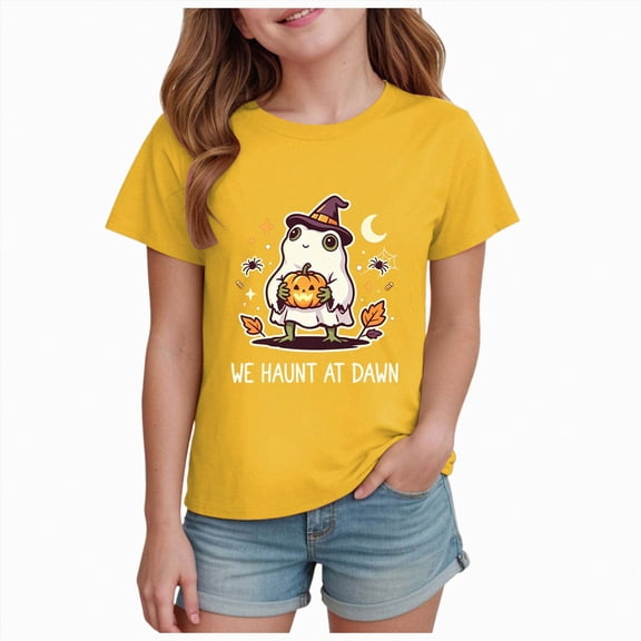TOWED22 Toddler Halloween Shirts for Girls Boys - Short Sleeve Tees with Spooky Graphics Fall Top