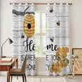thumbnail image 4 of Cartoon Bee Kitchen Curtains 96 Inch Length, Country Vintage Branches Greyish Wooden Grain Grommet Top Bedroom Living Room Curtains, Light Filtering Cafe Curtain Drapes 2 Panels Set 104''x96'', 4 of 9