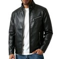 thumbnail image 2 of WIZUTIZ Men's Leather Jacket Solid Color Motorcycle Vintage Zipper Pocket Long Sleeve Hoodless PU Coat for Winter Casual Daily Outdoor Mens Fashion, 2 of 9