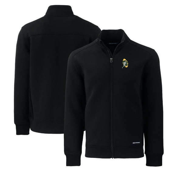 Men's Cutter & Buck Black Green Bay Packers Big & Tall Roam Eco Recycled Full-Zip Jacket