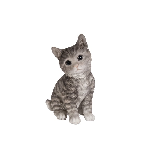 Hi-Line Gifts 7.75" Cute Sitting Tabby Kitten Outdoor Garden Statue