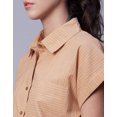 thumbnail image 5 of Moomaya Printed Button-Up Shirt For Women, Short Sleeve Collared Blouses With Pockets, 5 of 8