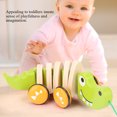 thumbnail image 1 of Juguete de cuerda de madera, cocodrilo para niños pequeños, juguete de madera para tirar, juguete de tracción de funcionamiento suave, 1 of 14