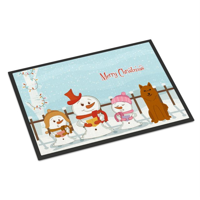 Caroline's Treasures Feliz Navidad Carolers Karelian Bear Dog Alfombrilla para interior o exterior 18x27 BB2353MAT 18 x 27 Multicolor Caroline's Treasures BB2353MAT