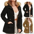 thumbnail image 6 of Feimerou Womens Winter Coats Thicken Warm Military Parka Jacket Fuzzy Fleece Lined Cotton Windproof Mid Length Coat with Faux Fur Hood s, 6 of 7